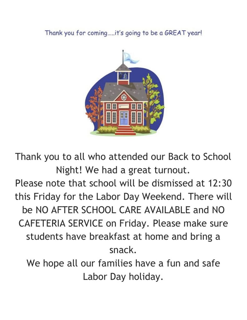 Friday Dismissal is 12:30pm | St. Ignatius Catholic School